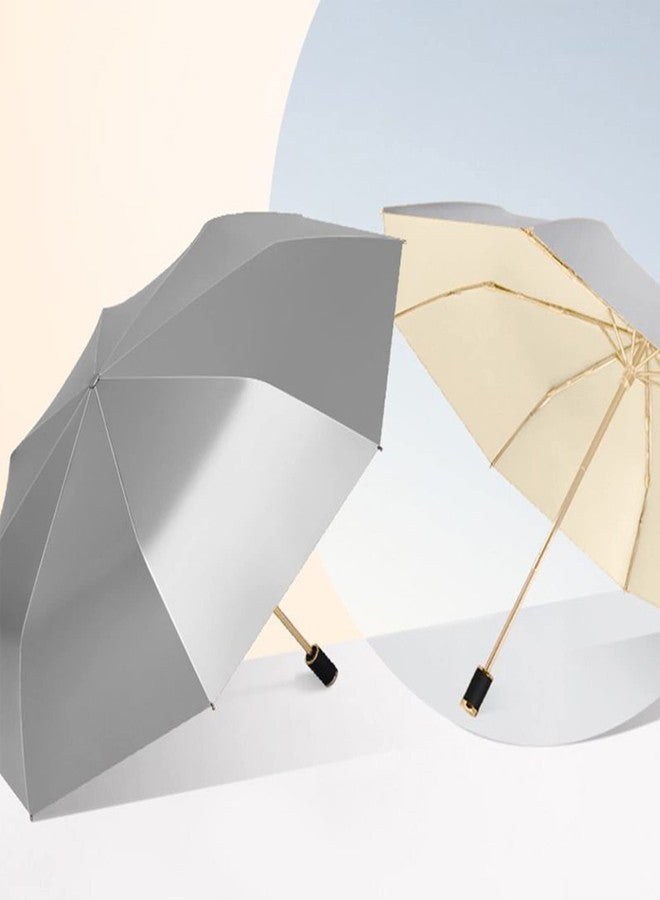 Meichoon Travel UPF 50+ UV Protection Reverse Umbrella Portable 8 Ribs Reflective Silver Double Layer Cover Parasol Outdoor Block Sun & Rain for Hiking Backpacking - Image 4